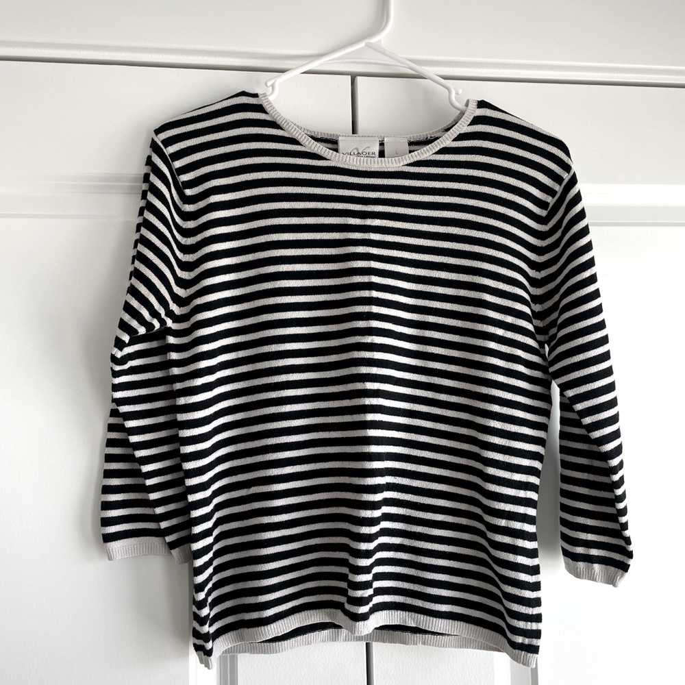 Villager black & white striped top